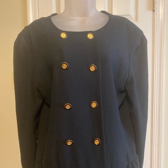 Liz Claiborne - Black double breasted midi dress, 3/4 sleeves w/gold buttons, 10 - Picture 4 of 10